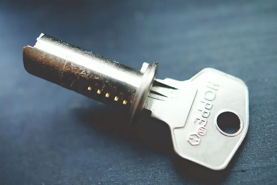 A precision key in a lock cylinder