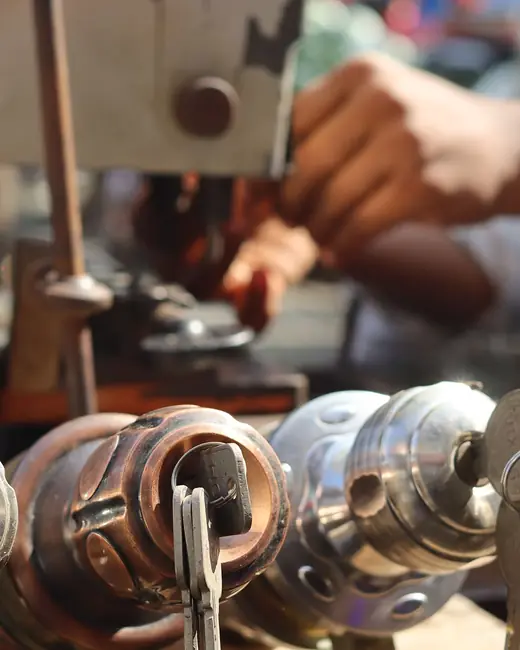 A key-cutting machine at work
